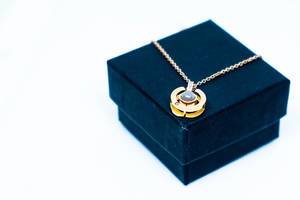 Necklace on top of a box