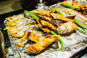Newly grilled fish on foil
