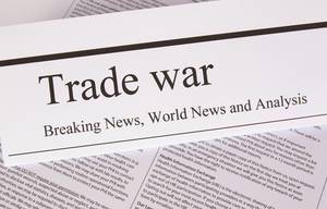 Newspaper with the headline Trade war