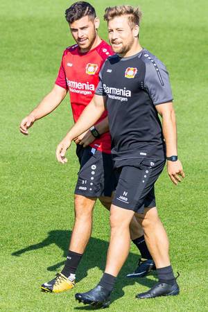 Nico Schneck und Kevin Volland beim Training - Bayer 04 Leverkusen