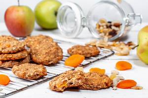 Oatmeal cookies with dried apricots, a mixture of nuts and raisins
