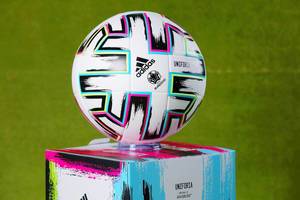 Official Euro 2020 ball, green background