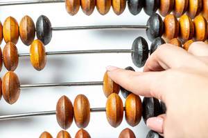 Old wooden Russian abacus closeup (Flip 2020)