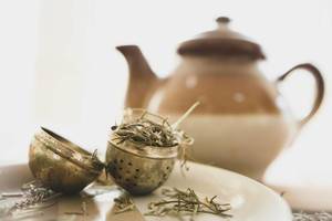 Open tea infuser with herbs