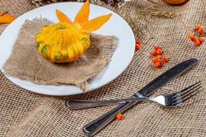 Option table setting for the autumn holidays. Halloween and Thanksgiving concept (Flip 2019)