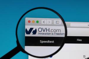 OVH.com logo under magnifying glass