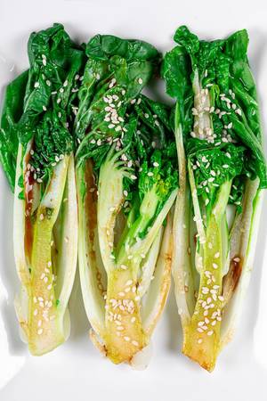 Pak Choi baby cabbage with sauce and sesame seeds (Flip 2020)