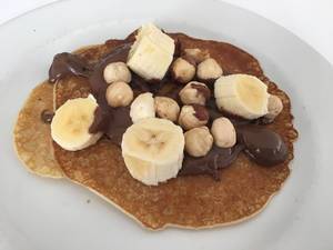 Pancakes with Nutella, Nuts and Banana