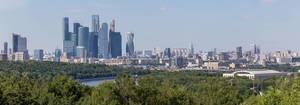 Panoramic shot of Moscow skyline during daytime