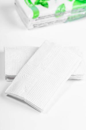 Paper handkerchiefs on white background (Flip 2019)