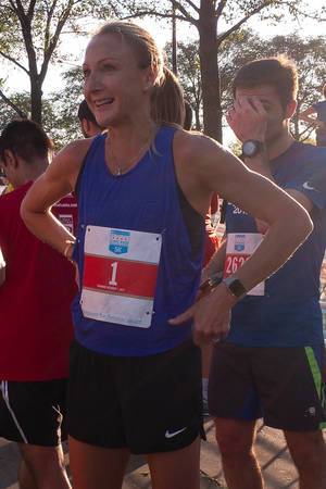 Paula Radcliffea after the Chicago 5K in October 2017