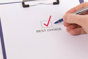 Person ticking best choice in check box
