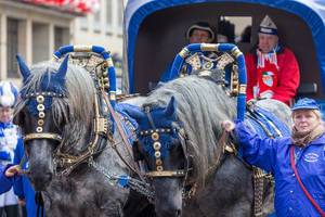 Pferdekutsche der Blauen Funken beim Rosenmontagszug - Kölner Karneval 2018