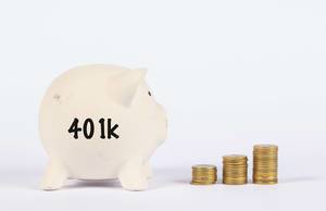 Piggy bank with 401k text