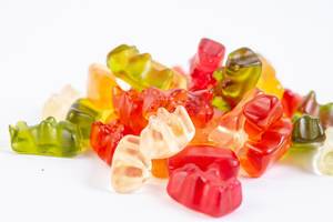Pile of Gummy Bears on the white background
