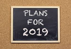 Plans for 2019 on chalkboard