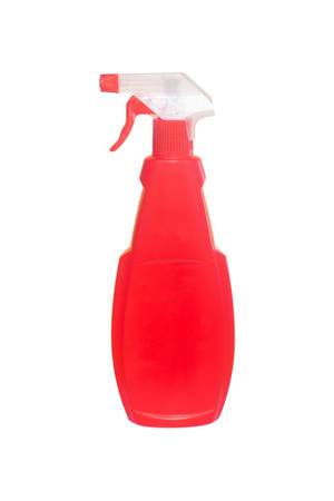 Plastic bottle of cleaning product isolated on white background