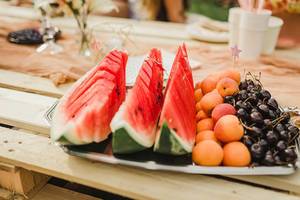 Plate Of Watermelon, Apricots And Black Cheries (Flip 2019)
