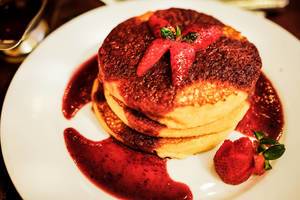Plate with garnished pancakes