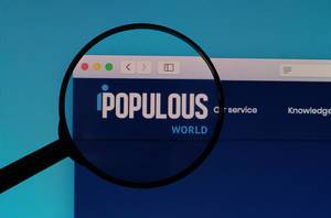 Populous World logo under magnifying glass