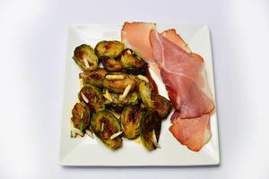 Prosciutto ham with Brussels sprouts