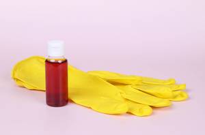 Protective gloves with blood sample