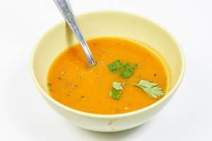 Pumpkin Soup on the white background