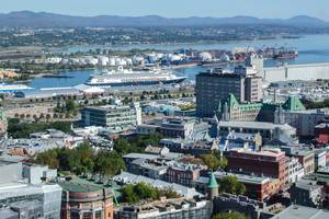 Quebec City with Cruising Ship Aerial View
