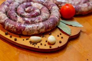Raw sausage with spices