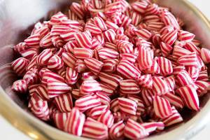 Red and white Danish hard candy