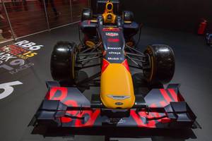 Red Bull racing car at the F1 2018 booth