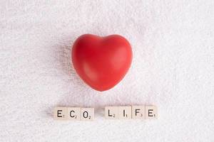 Red heart with eco life text