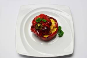 Red peppers stuffed with pork and cheese