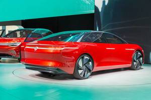 Red show car VW ID.3: electro-mobility by Volkswagen