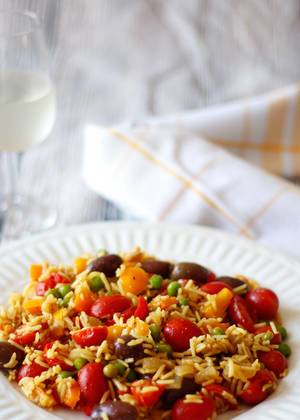Reis mit Tomaten und Bohnen