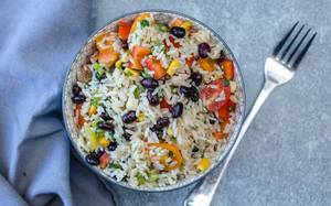 Rice Salad with Black Bean and Vegetables Close-Up