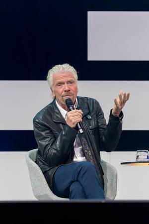 Richard Branson, founder of Virgin group visits Germany to attend Digital X in Cologne