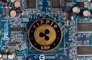 Ripple coin on a computer mother board