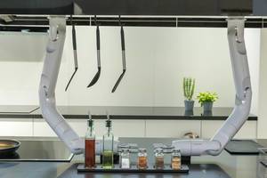 Roboterarme über der Küchenzeile von Samsung Future Kitchen