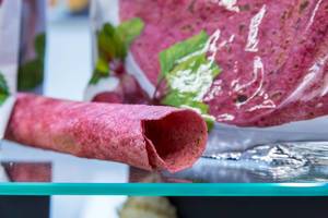 Rolled beetroot tortilla without filling