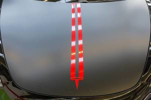 Rotes leuchtendes Tesla Symbol