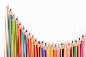 School background with many colorful pencils on white background (Flip 2019)