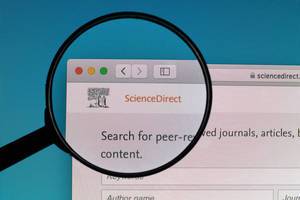 ScienceDirect logo under magnifying glass