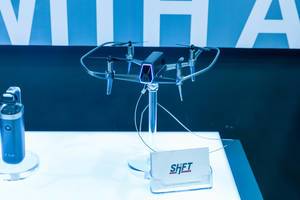 Shift drone by TIE, with quadrocopter and 4k camera, for one-handed control