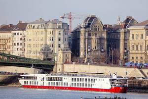 Ship sailing on Danube river, Budapest, Hugary