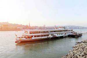 Ship sailing on Danube river, Budapest