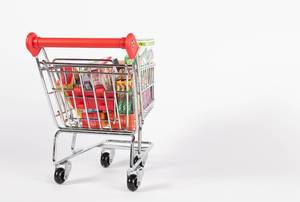 Shopping cart full of products