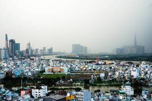 Skyline of Ho Chi Minh City during Rain
