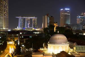 Skyline of Singapore with Marina Bay Sands Resort in the background