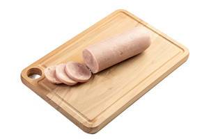 Sliced Chicken salami on the board